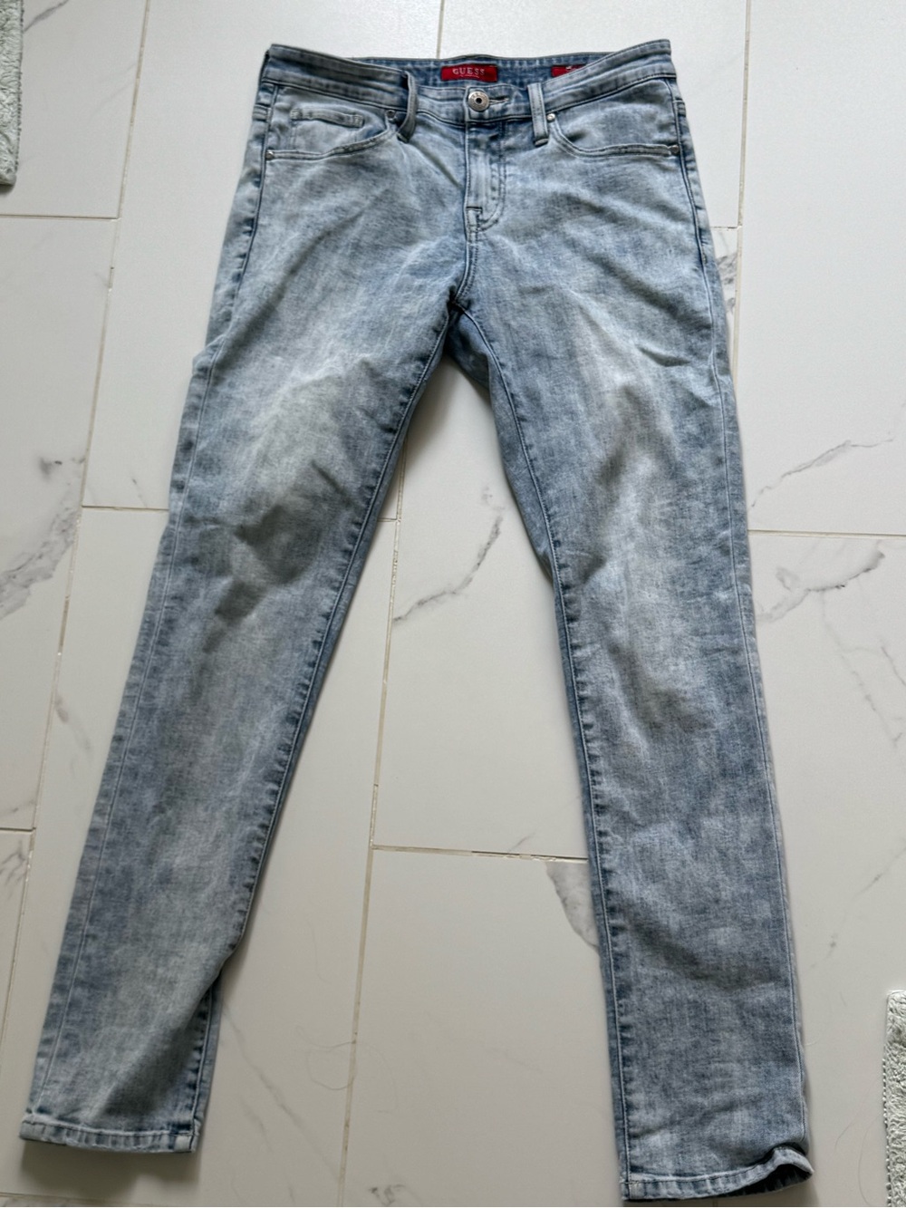 Guess Men's Washed Light Blue Skinny Jeans